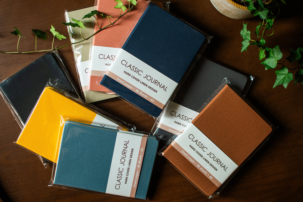 8 Journals - Colorful Linen Lined Journal Box