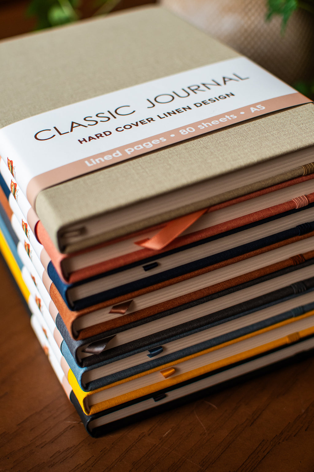 8 Journals - Colorful Linen Lined Journal Box